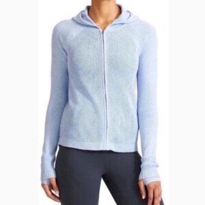Athleta Outlands Women's XXS Blue Cotton Blend Full Zip Hooded Cardigan